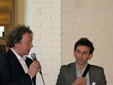 Frédéric Boyer introducing Michelangelo Frammartino and his breathtaking 28 minute continuous cinematic installation Alberi at MoMA PS1. Photo by Anne-Katrin Titze.